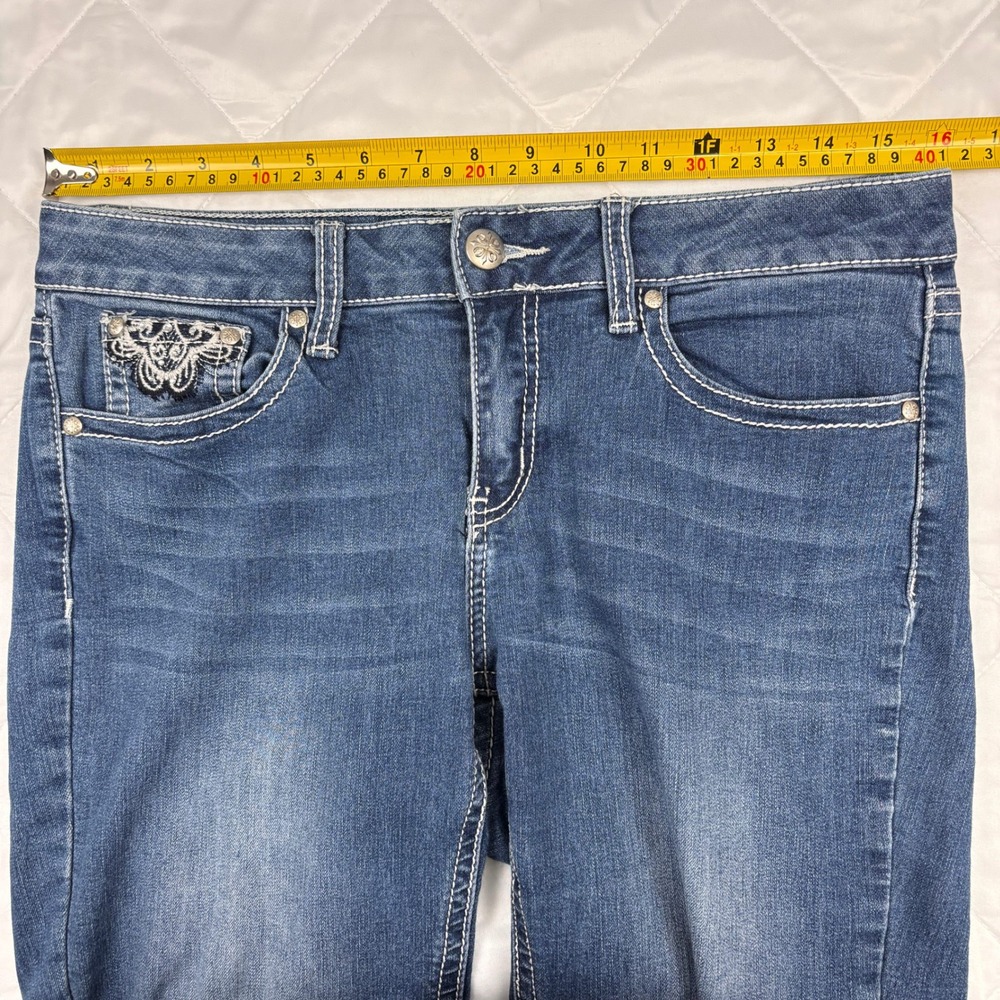 ND Weekend Y2K Low Rise Capri Jeans Embellished Cross Bling Women 6 - Picture 10 of 14